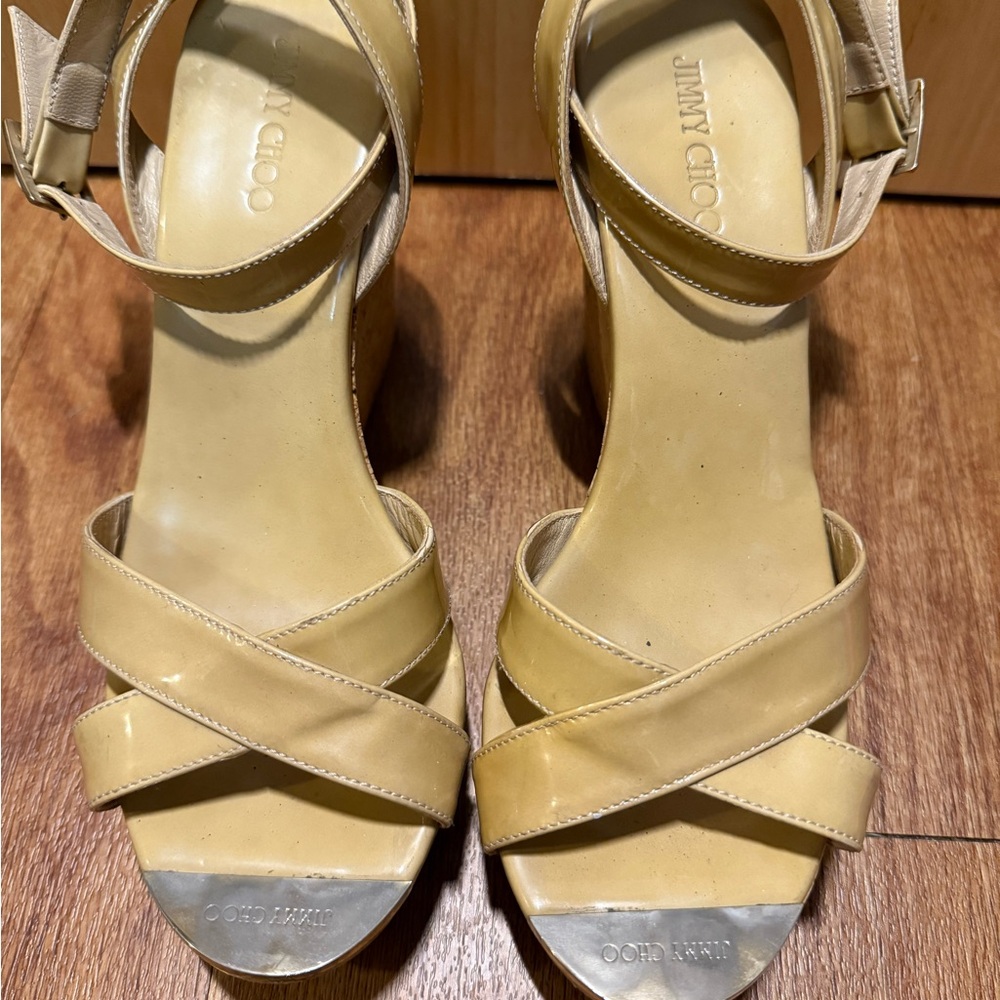 Jimmy Choo Yellow Strappy Wedges